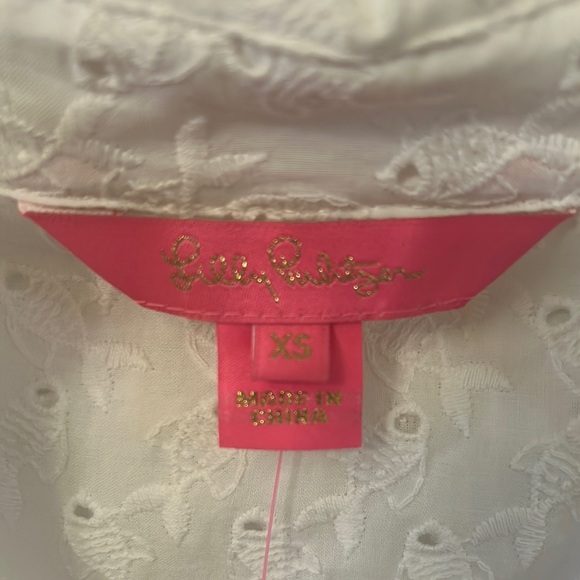 🆕 Lilly Pulitzer Ginger Top Resort White Fishy Eyelet Women’s Size XS - Picture 3 of 15